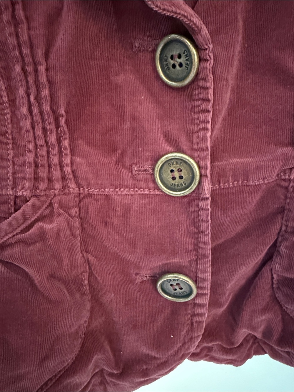 Vintage Y2K Dkny Burgundy Velvet Ruffle-Trim Blazer - Picture 3 of 6